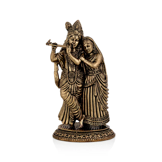 Radha Krishna Standing On Base Murti - 4.25 x 2.25 Inches